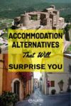 A view of Parador de Cardona in Spain and a home exchange accommodation in Palamos Spain