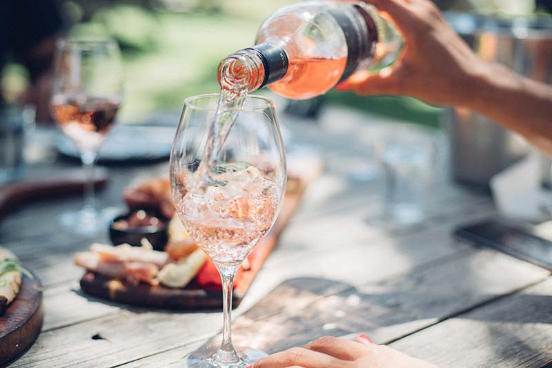 Wine pouring into a glass