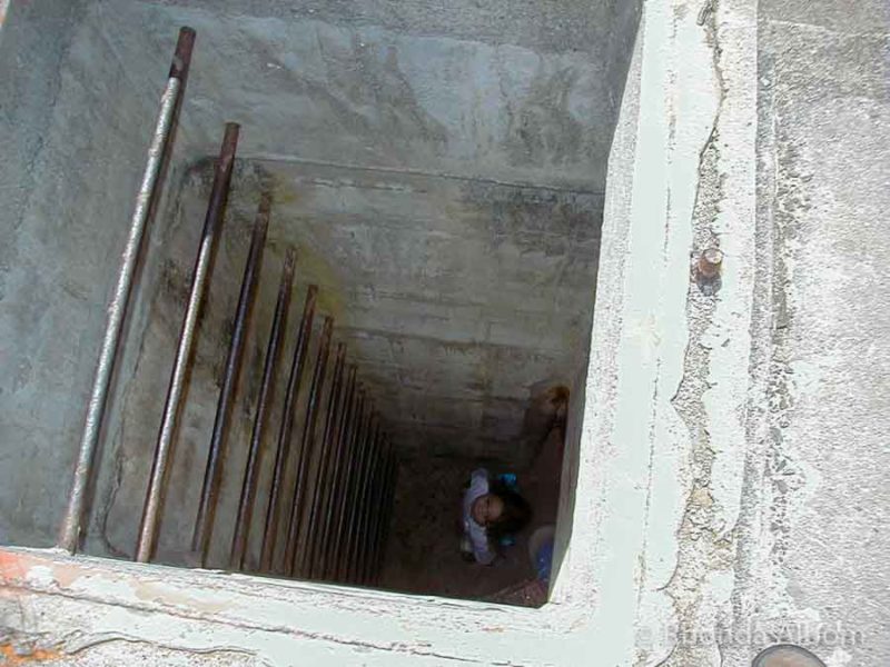 Ladder leading into the tunnels in Stony Batter Historic Reserve on Waiheke Island