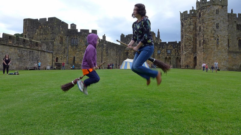 Shattering the Illusion of Broomstick Flying at Alnwick Castle, England 9 Blurry feet spoil the illusion of broomstick flying.
