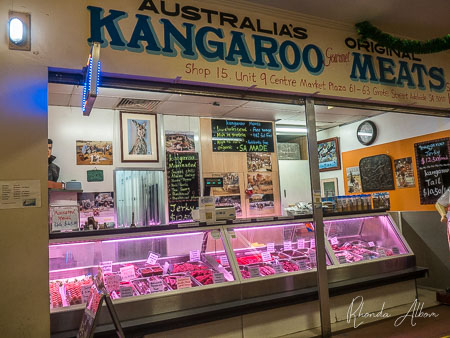Kangaroo Butcher Shop en el Mercado Central de Adelaide, Australia del Sur.