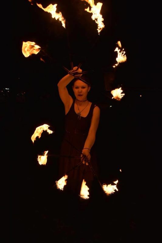 Fire spinner in Auckland