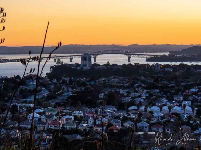 Mount Victoria Devonport: Best Views of Auckland Sunset and Skyline 5 Auckland Harbour bridge seen from Mount Victoria in Devonport New Zealand