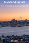 Auckland sunset seen from Mount Victoria Devonport in New Zealand