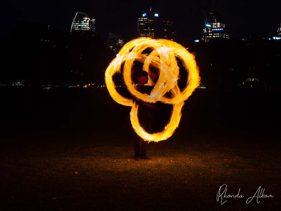 Fire spinning poi at Auckland Fire and Flow in New Zealand