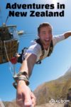 A bungee jumper on their way down towards the water.