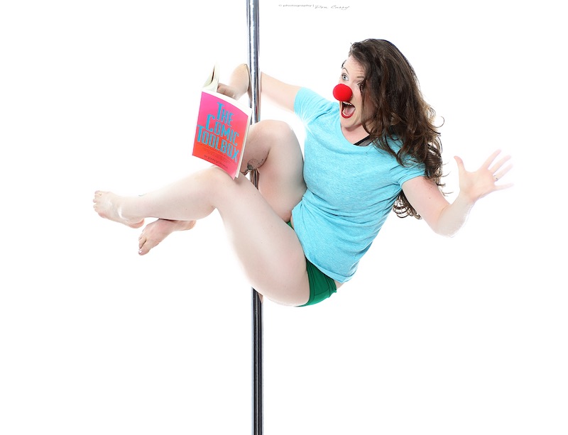 A New Look at Pole Dancing - Auckland Offers Fitness, Fun, and Comedy 4 Comedian with a clown nose