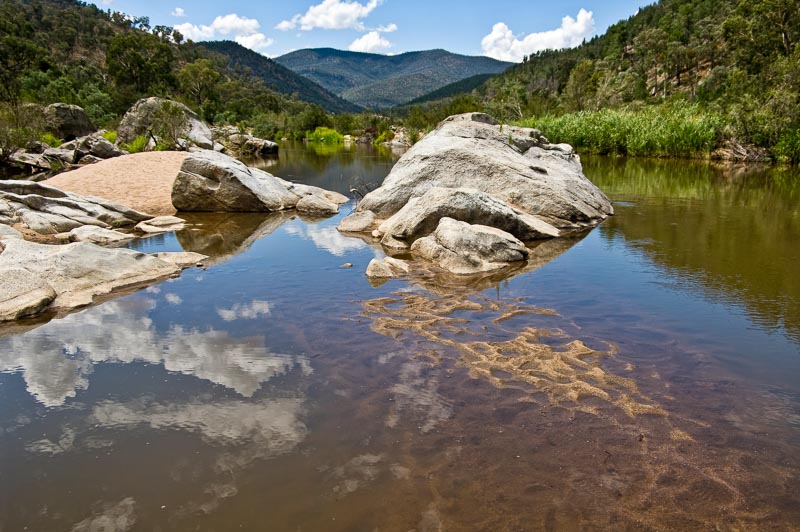 Snowy River and rock scene in Kosciuszko National Park, New South Wales, Australia