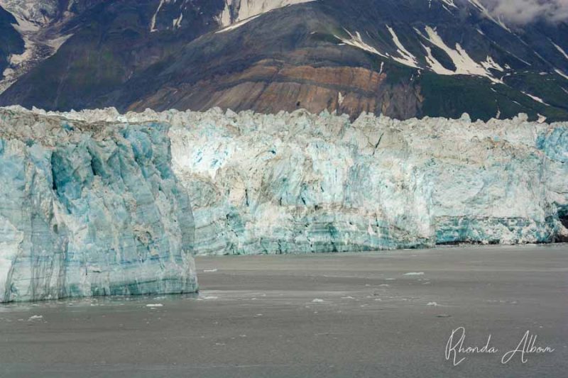 Wall of blue glacial ice