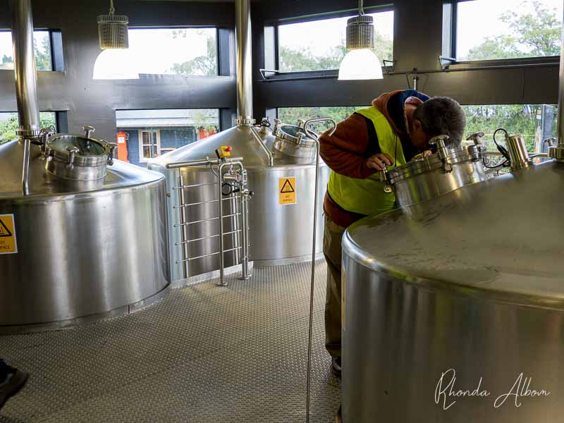 Brewing tanks at Tui Brewery