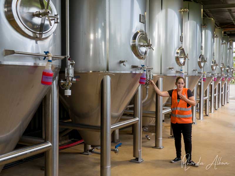 Beer storage tanks at Tui Brewery