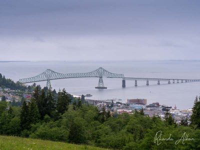 Looking down on Astoria Oregon from the top of the Astoria Column