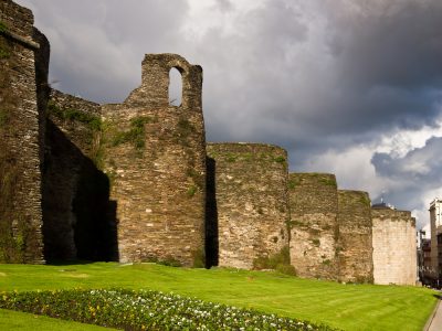 Roman wall of Lugo Spain seen from the outside, it tops most lists of things to do in Lugo.