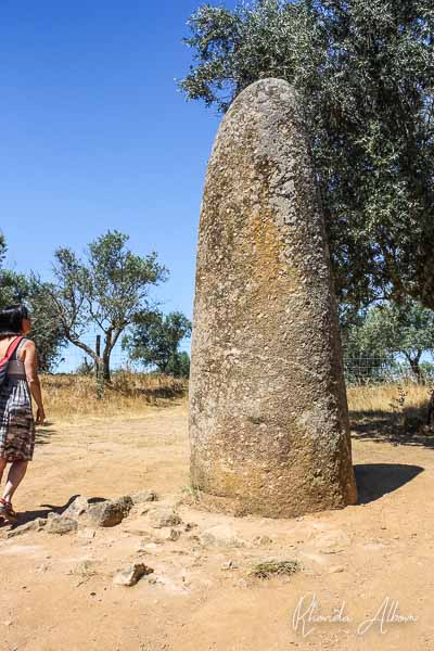 Discover 2 Ancient Megalithic Sites Near Evora Portugal 8 The Almendres Menhir is a monolith dating back 6000 years, and standing nearly 4 metres tall outside of Evora Portugal.