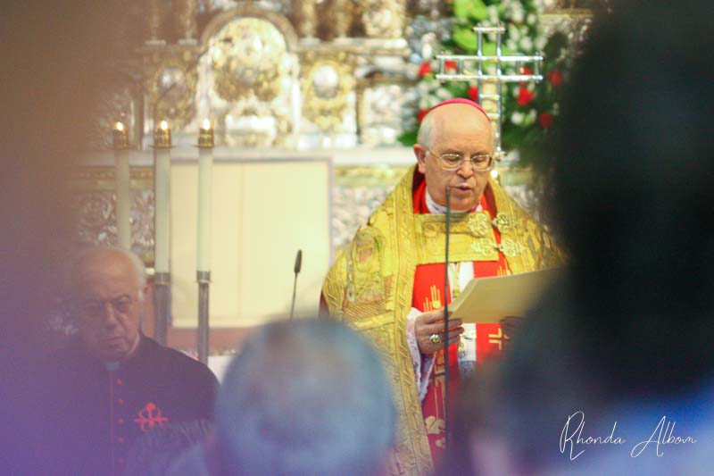 Mass led by Archbishop Julian Barrio inside the cathedral de Santiago de Compostela, Spain