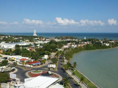 Getting an uphill view of the city and coastline is one of the many things to do in Chetumal Mexico from up high