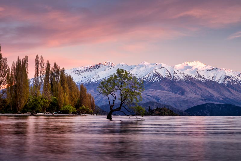 20 Most Beautiful Places in New Zealand to Inspire You 18 Sunset over Lake Wanaka , one of the most beautiful places in New Zealand