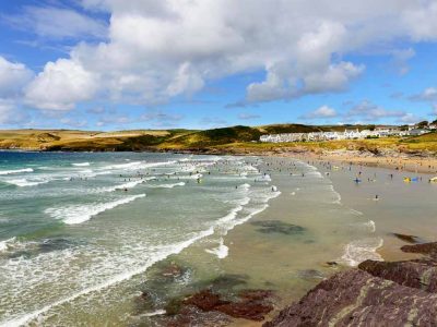 Polzeath, one of the best beaches in Cornwall, UK