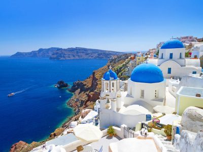 View from the top of Santorini in Greece, one of the best European islands to visit