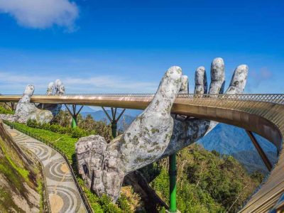 Golden bridge in Vietnam with its two giant hands holding it up may be somewhat new, but it's already one of the World Famous Bridges