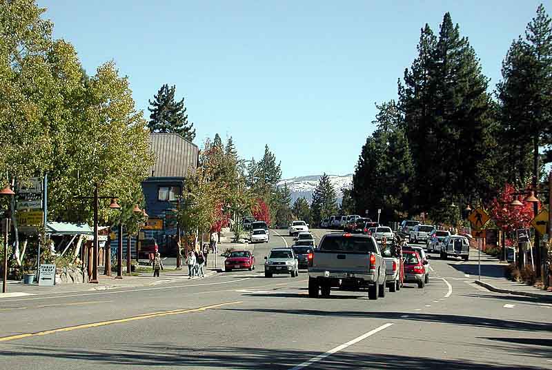  passing through Tahoe City on a Lake Tahoe drive