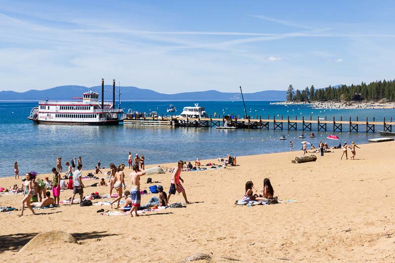 Zephyr Cove beach in Lake Tahoe in the Summer.