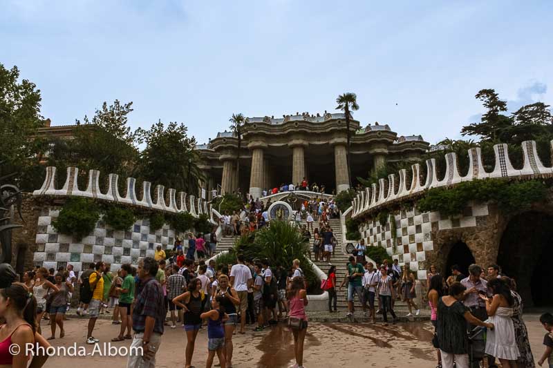 Using Spanish travel phrases to get information at Park Guell by Gaudi in Barcelona Spain 