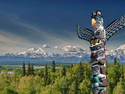 Totems and fabulous scenery are among the things that Alaska is famous for.