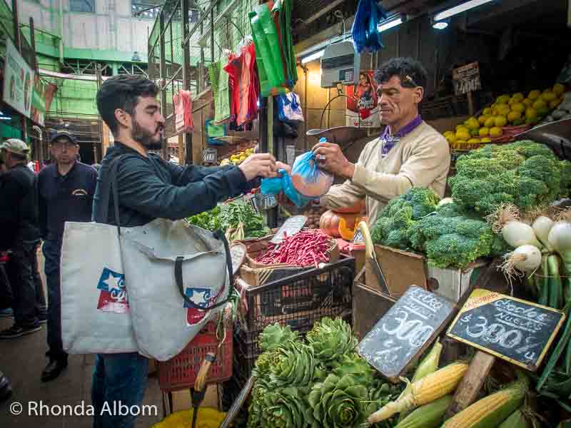 Shopping in Mercado Cardonal as part of our Chilean Cuisine Cooking Class in Valparasio Chile.