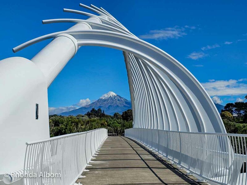 Standing on the north end of Te Rewa Rewa Bridge we had lovely views of Mt Taranaki in background. It was high on our list of things to do in New Plymouth.