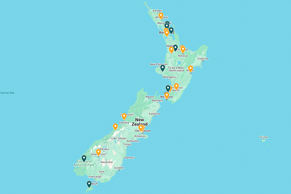 Where to see kiwi in NZ map