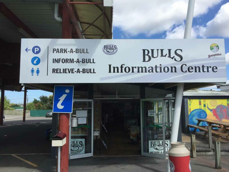 The information centre at township of Bulls , New Zealand, nobody in the image