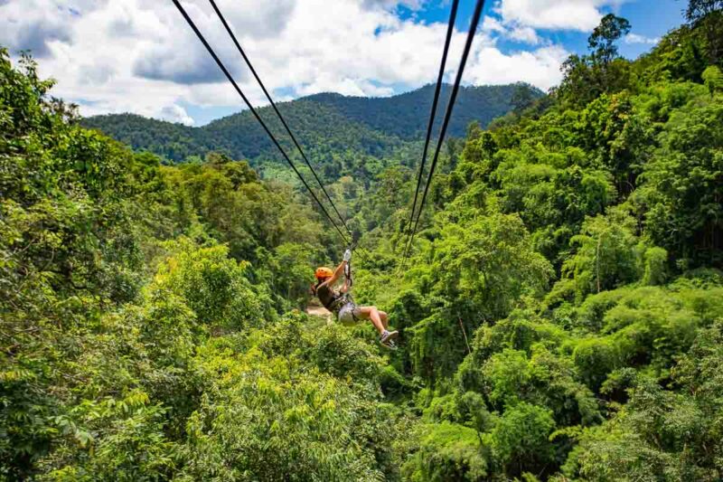 Ziplining in Chiang Mai on of the many adventure activities in Thailand,