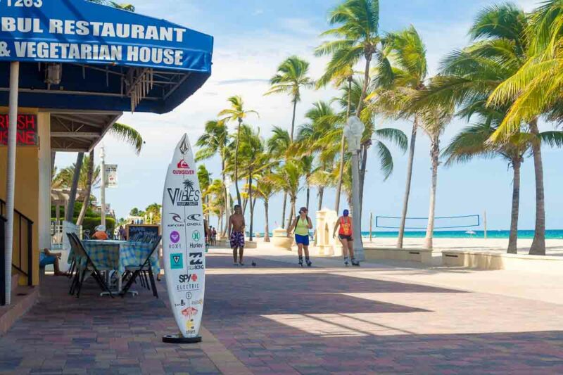 The famous Hollywood Beach in Florida on a sunny day