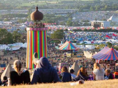 Glastonbury Festival 2015 from the hill above the Park Stage with views across the entire festival Annually, it is one of the best festivals across the UK.
