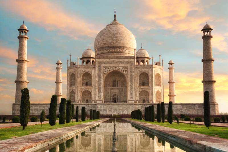 The magnificent Taj Mahal in India is one of the famous landmarks of the world