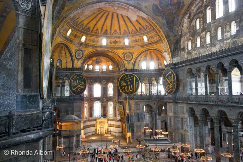 Inside the massive Hagia Sophia in Istanbul, Turkey
