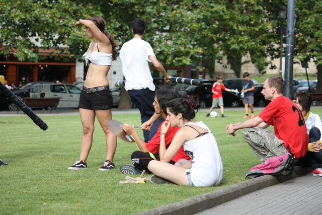 Contestants taking a break during a jugger match