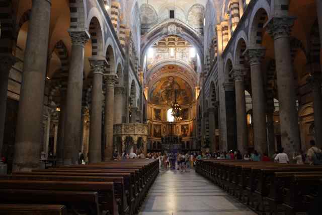 Cathedral next to Leaning Tower of Pisa Cathedral in Pisa Italy