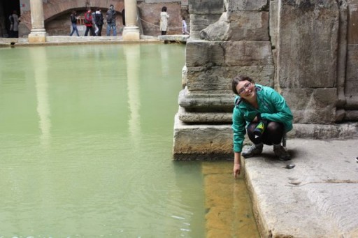 Touching the Roman Baths water Roman Baths