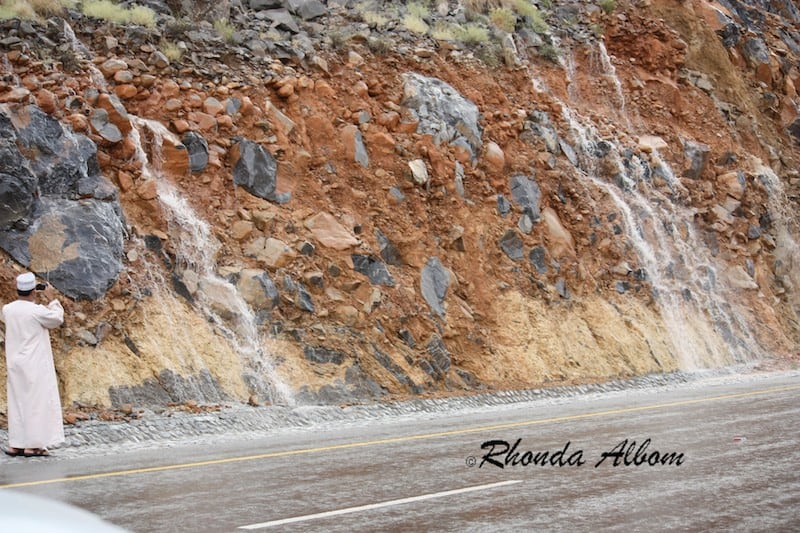 Rain water rushs down the rocks at the start of the desert floods in Oman, April 2012 Rain water rushes down the rocks at the start of the desert floods in Oman, April 2012