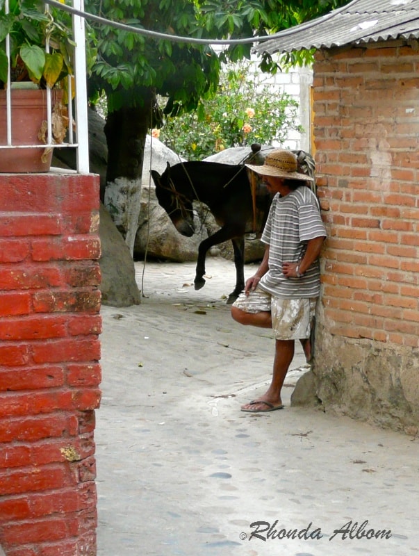 Classic scene, man with sombrero in Yelapa, Mexico