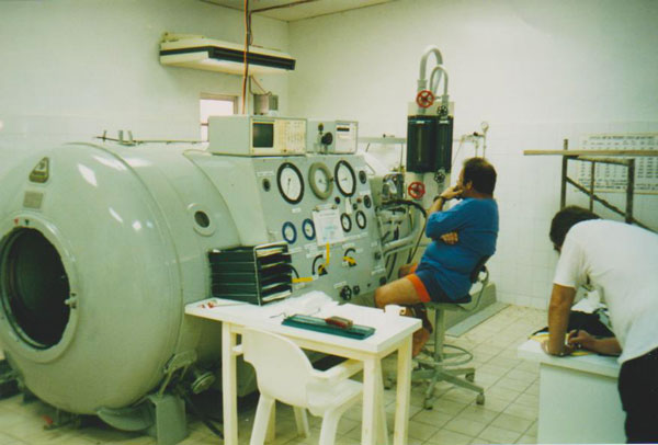 The hyperbaric chamber that I was put into after I got the bends while scuba diving in Bonaire