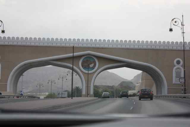 A bridge over the motorway leading from the airport after we finishing the drama of entering Oman